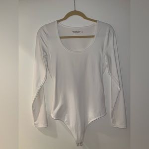 White Abercrombie scoop neck bodysuit
